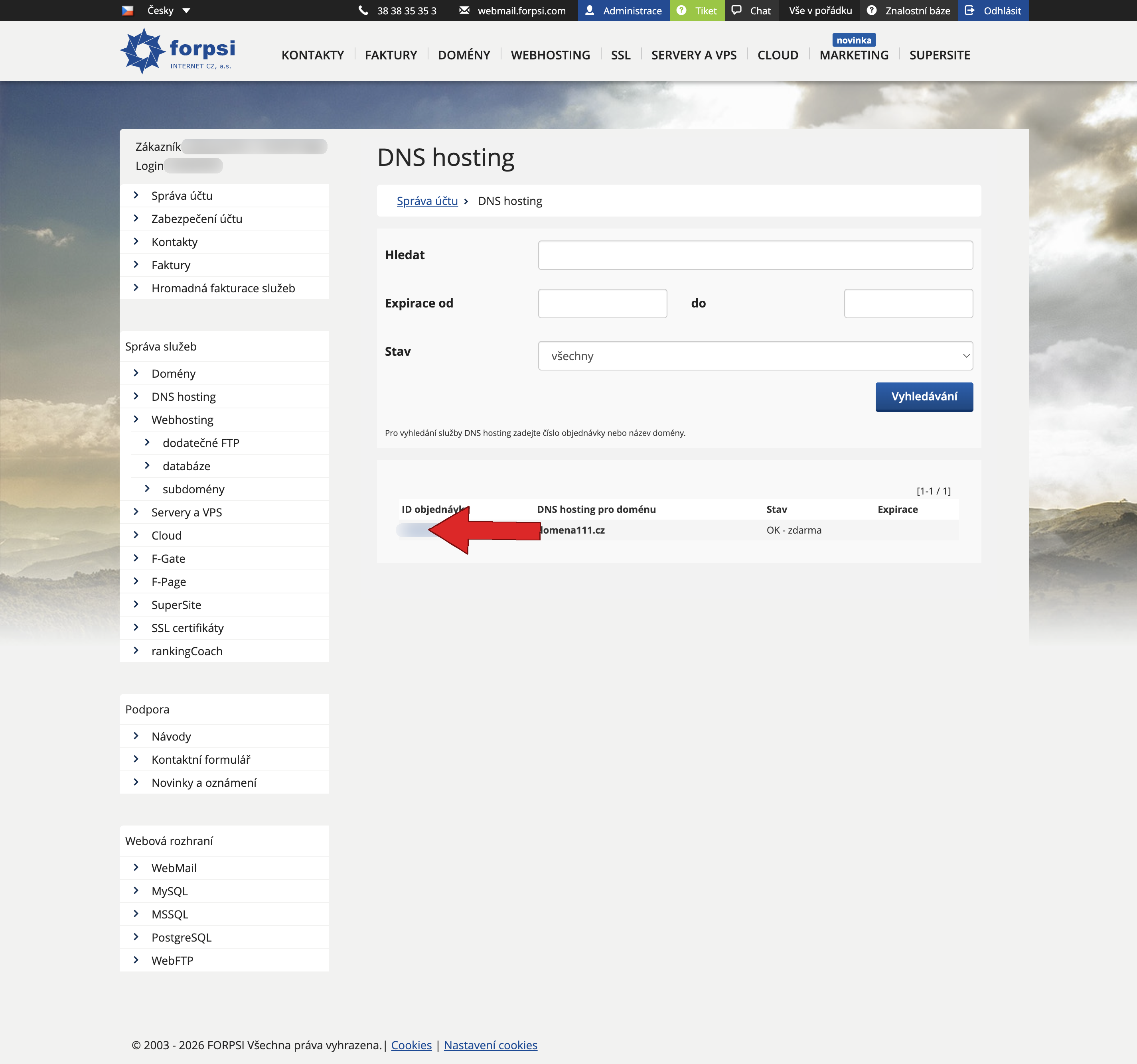 Krok 2: Seznam DNS hostingů